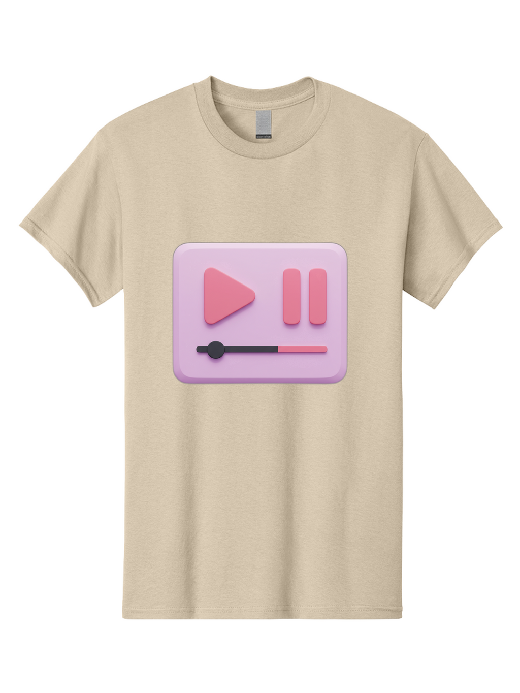 Media-Player-Ui Men'S Graphic Tee, 100% Cotton, Comfortable Casual Summer Wear, Machine Washable, Play Button, Pause Button, Volume Slider, Music Control, Media Player, Audio Playback Bac182