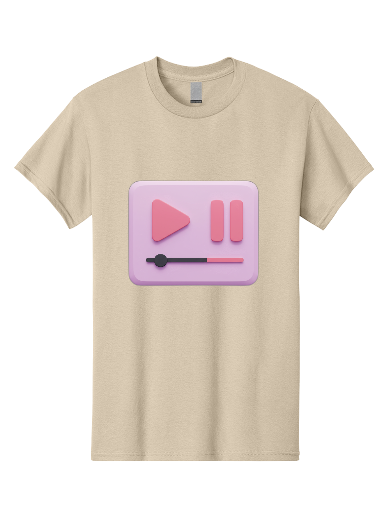 Media-Player-Ui Men'S Graphic Tee, 100% Cotton, Comfortable Casual Summer Wear, Machine Washable, Play Button, Pause Button, Volume Slider, Music Control, Media Player, Audio Playback Bac182