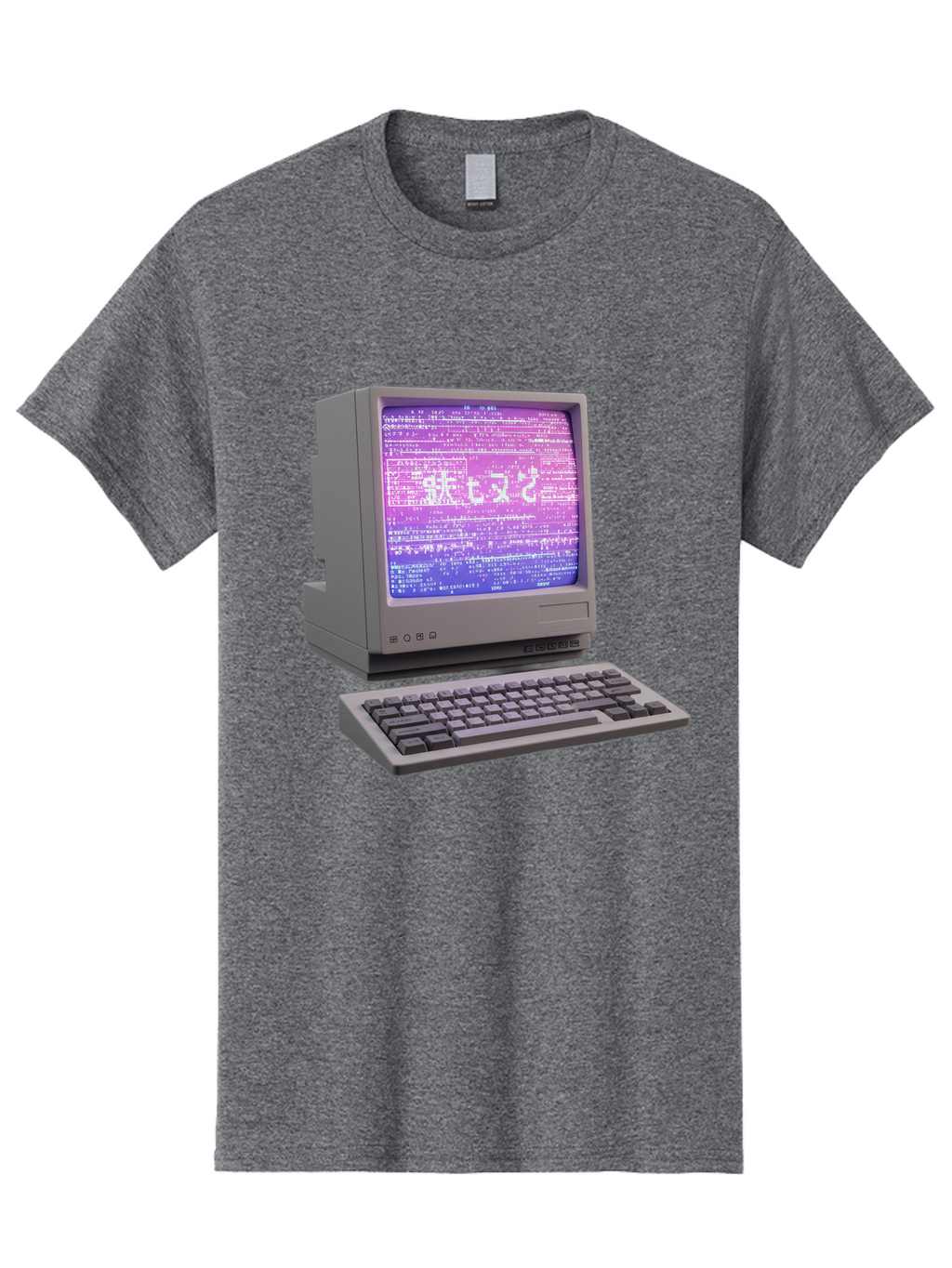 Meitu Men'S Graphic Tee, 100% Cotton, Comfortable Casual Summer Wear, Machine Washable, Vintage Computer, Old Technology, Retro Keyboard, Purple Screen, Binary Code, Old School, Obsolete Technology, Computer History, Tech Nostalgia, Pixel Art Bac183