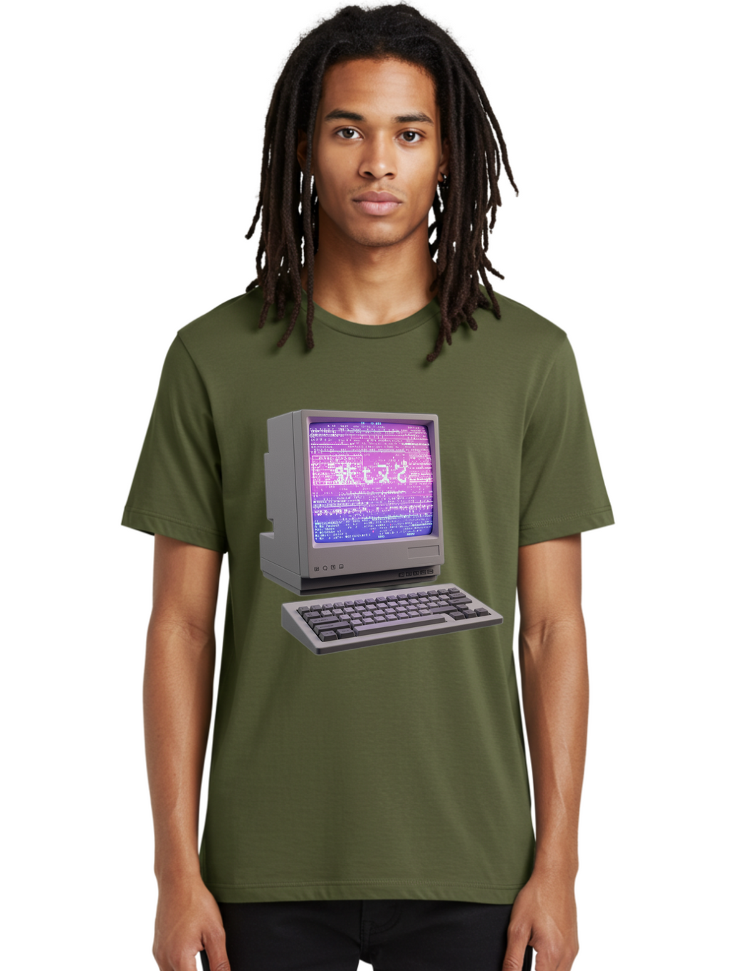Meitu Men'S Graphic Tee, 100% Cotton, Comfortable Casual Summer Wear, Machine Washable, Vintage Computer, Old Technology, Retro Keyboard, Purple Screen, Binary Code, Old School, Obsolete Technology, Computer History, Tech Nostalgia, Pixel Art Bac183