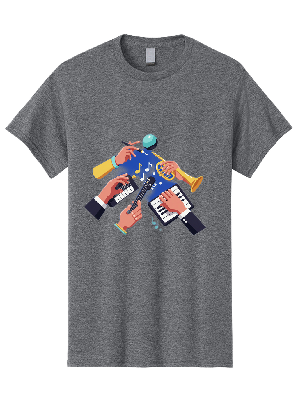 Music-Maestro Men'S Graphic Tee, 100% Cotton, Comfortable Casual Summer Wear, Machine Washable, Musical Man, Multiple Instruments, Creative Music, Diverse Instrumentation, Harmonious Sound, Innovative Art, Music Lover, Melodious Harmony, Bac190