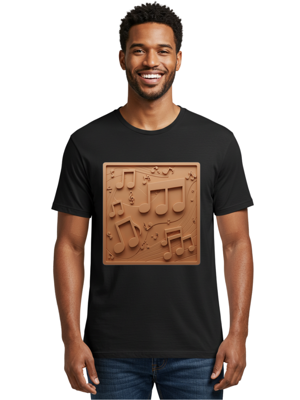 Music-Notes Men'S Graphic Tee, 100% Cotton, Comfortable Casual Summer Wear, Machine Washable, Musical Notes, Treble Clef, 3D Design, Creative Artwork, Music Theme, Melodic Elements, Artistic Expression, Harmony And Rhythm Bac191
