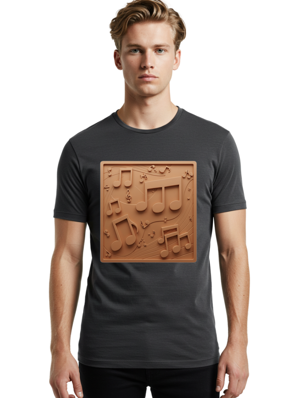 Music-Notes Men'S Graphic Tee, 100% Cotton, Comfortable Casual Summer Wear, Machine Washable, Musical Notes, Treble Clef, 3D Design, Creative Artwork, Music Theme, Melodic Elements, Artistic Expression, Harmony And Rhythm Bac191