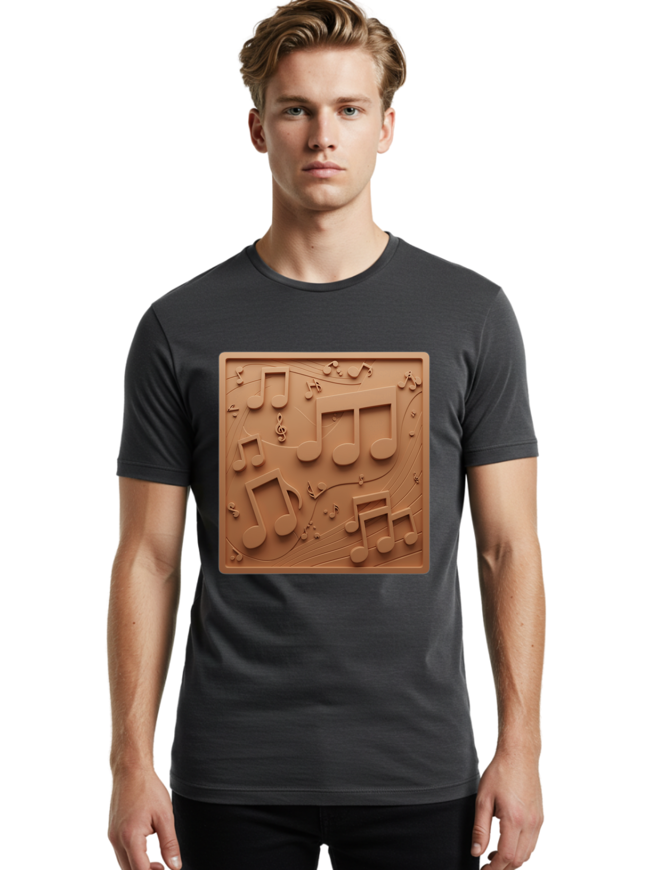 Music-Notes Men'S Graphic Tee, 100% Cotton, Comfortable Casual Summer Wear, Machine Washable, Musical Notes, Treble Clef, 3D Design, Creative Artwork, Music Theme, Melodic Elements, Artistic Expression, Harmony And Rhythm Bac191