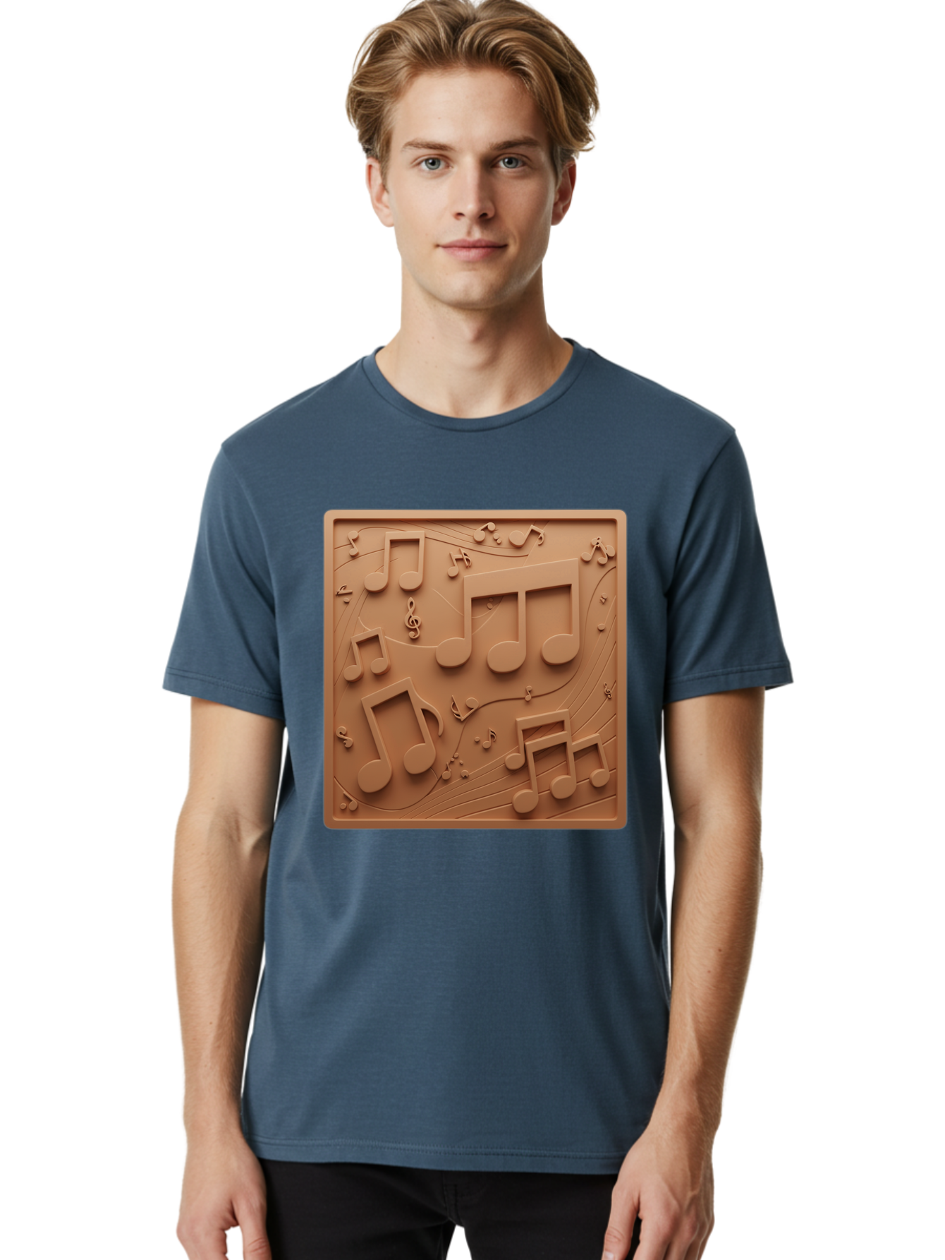 Music-Notes Men'S Graphic Tee, 100% Cotton, Comfortable Casual Summer Wear, Machine Washable, Musical Notes, Treble Clef, 3D Design, Creative Artwork, Music Theme, Melodic Elements, Artistic Expression, Harmony And Rhythm Bac191