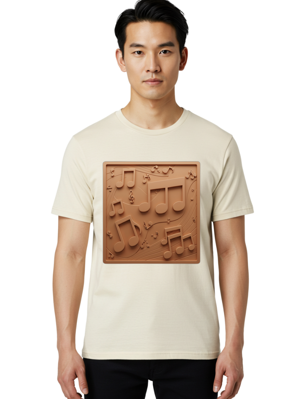 Music-Notes Men'S Graphic Tee, 100% Cotton, Comfortable Casual Summer Wear, Machine Washable, Musical Notes, Treble Clef, 3D Design, Creative Artwork, Music Theme, Melodic Elements, Artistic Expression, Harmony And Rhythm Bac191