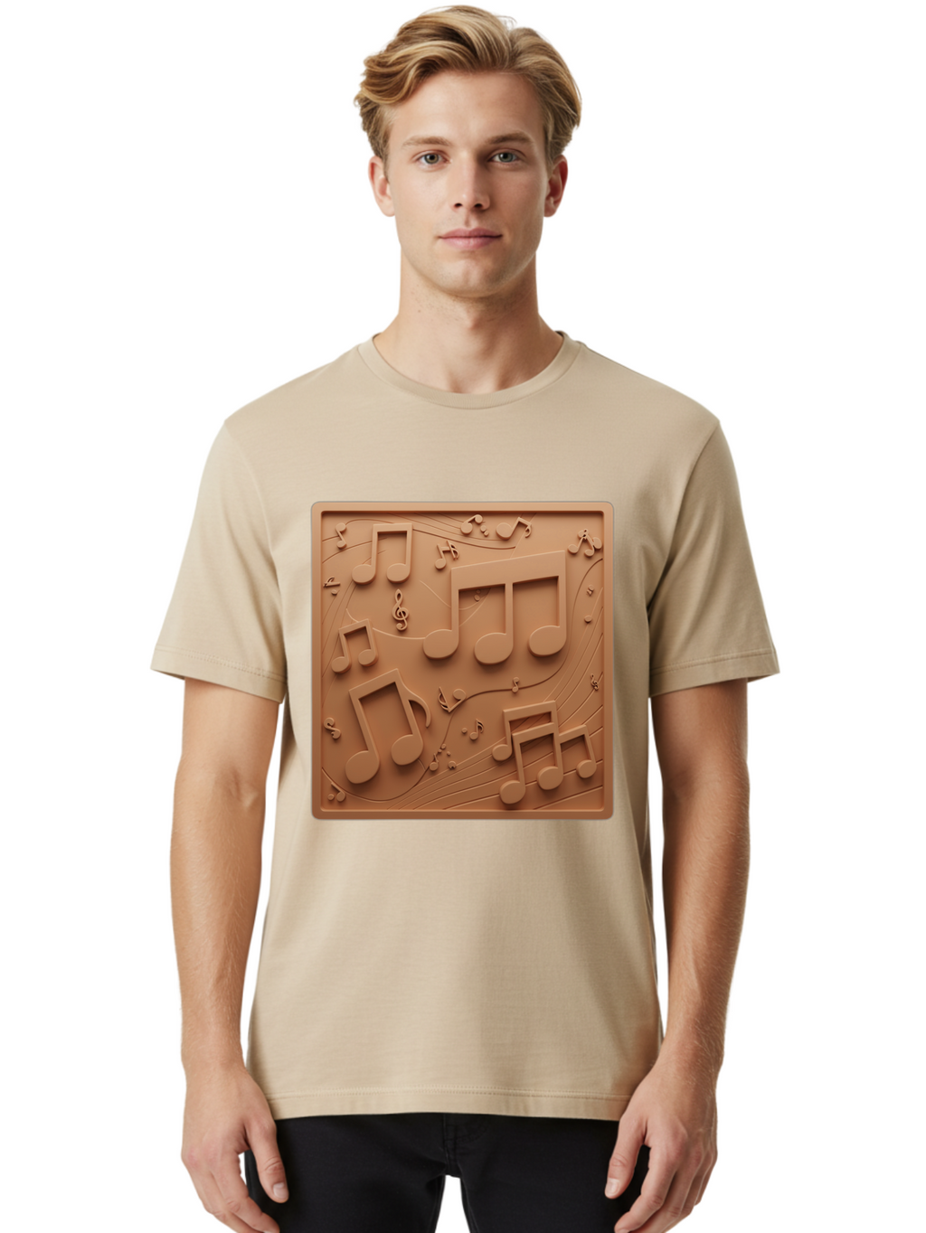 Music-Notes Men'S Graphic Tee, 100% Cotton, Comfortable Casual Summer Wear, Machine Washable, Musical Notes, Treble Clef, 3D Design, Creative Artwork, Music Theme, Melodic Elements, Artistic Expression, Harmony And Rhythm Bac191