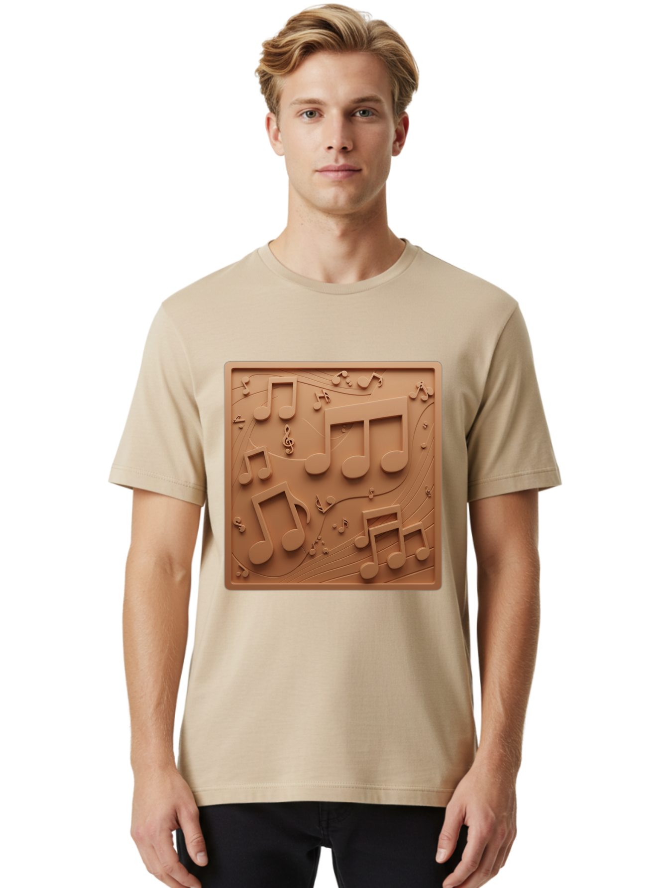 Music-Notes Men'S Graphic Tee, 100% Cotton, Comfortable Casual Summer Wear, Machine Washable, Musical Notes, Treble Clef, 3D Design, Creative Artwork, Music Theme, Melodic Elements, Artistic Expression, Harmony And Rhythm Bac191