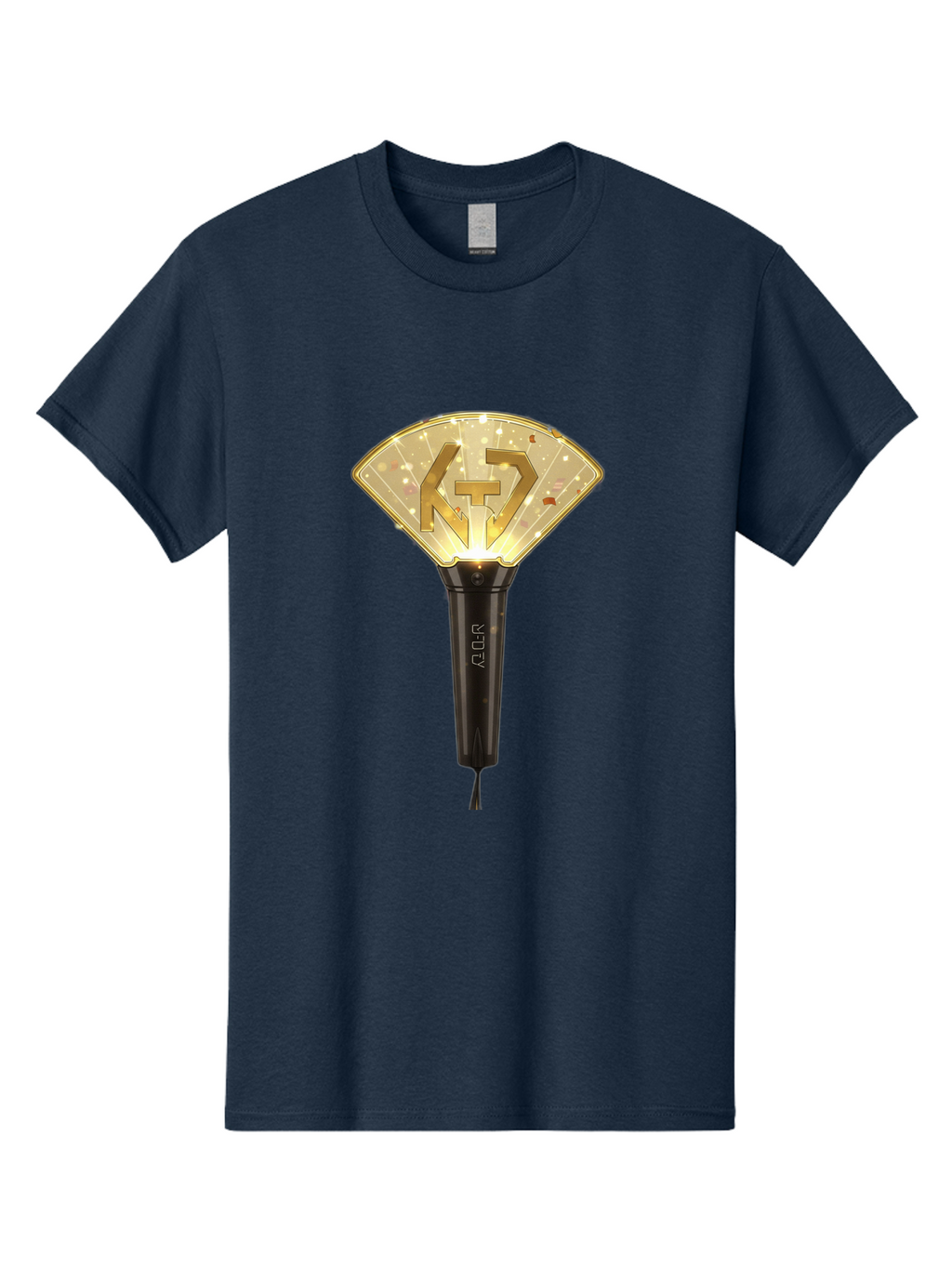 Nct-Lightstick Men'S Graphic Tee, 100% Cotton, Comfortable Casual Summer Wear, Machine Washable, K-Pop Merchandise, Nct Lightstick, Fan Light, Concert Accessory, Novelty Item, Collectible, Black Handle, Lit Top, Gold Logo, Fan Club Gear Bac194