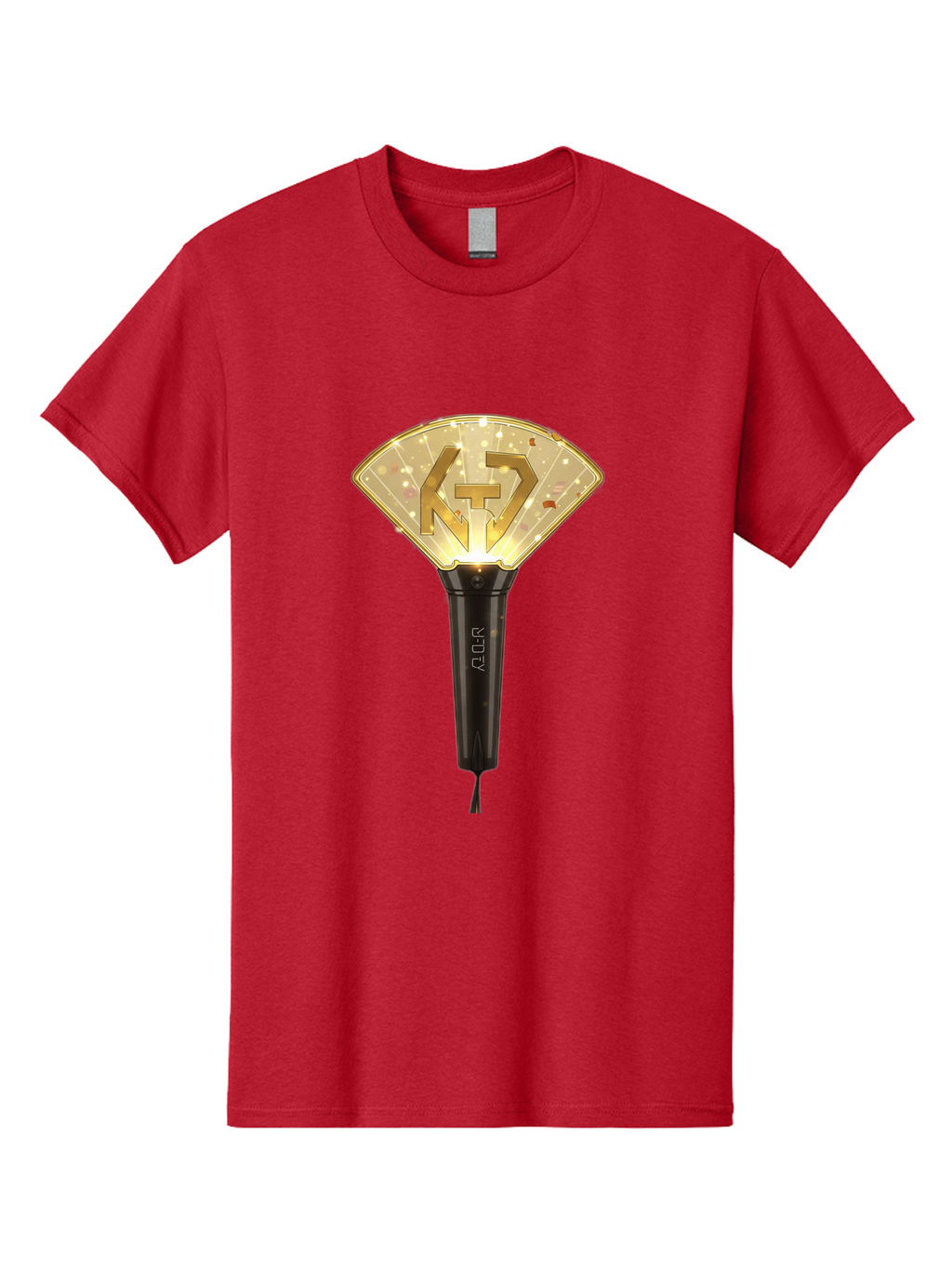 Nct-Lightstick Men'S Graphic Tee, 100% Cotton, Comfortable Casual Summer Wear, Machine Washable, K-Pop Merchandise, Nct Lightstick, Fan Light, Concert Accessory, Novelty Item, Collectible, Black Handle, Lit Top, Gold Logo, Fan Club Gear Bac194