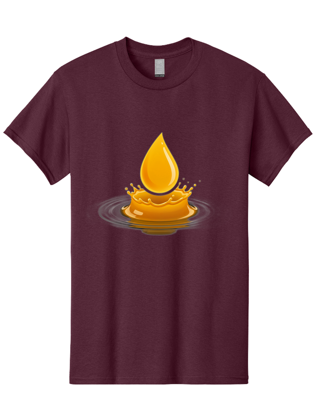 Oil-Drop-Splash Men'S Graphic Tee, 100% Cotton, Comfortable Casual Summer Wear, Machine Washable, Oil Droplet, Splash Effect, Ripple, Drop Of Oil, Brown Liquid, Abstract Design, Modern Art, Digital Illustration, Fluid Dynamics, Shiny Surface Bac199