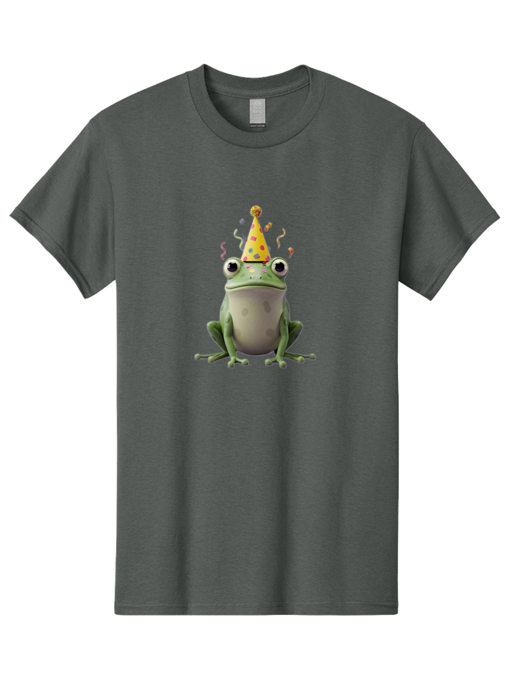 Party-Frog-4 Men'S Graphic Tee, 100% Cotton, Comfortable Casual Summer Wear, Machine Washable, Cartoon Frog, Party Hat, Celebration, Confetti, Funny Animal, Playful Creature, Festive Atmosphere, Colorful Decorations, Joyful Moment, Bac212