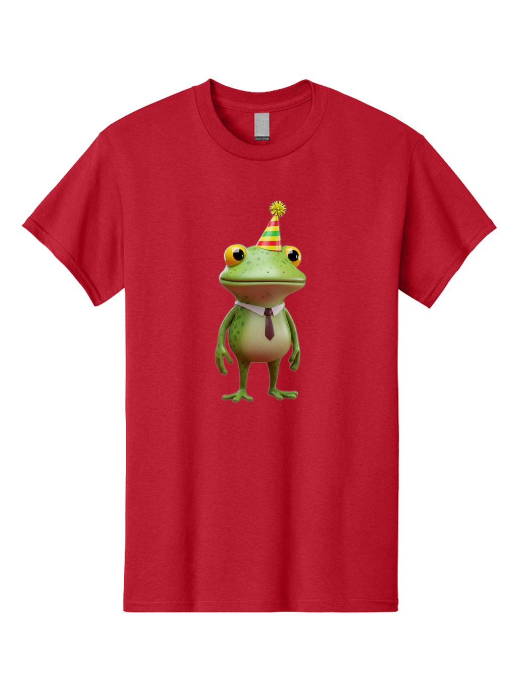 Party-Frog Men'S Graphic Tee, 100% Cotton, Comfortable Casual Summer Wear, Machine Washable, Funny Cartoon Frog, Party Hat, Festive Atmosphere, Celebration Mode, Comical Character, Animated Creature, Joyful Expression, Playful Vibe, Bac215