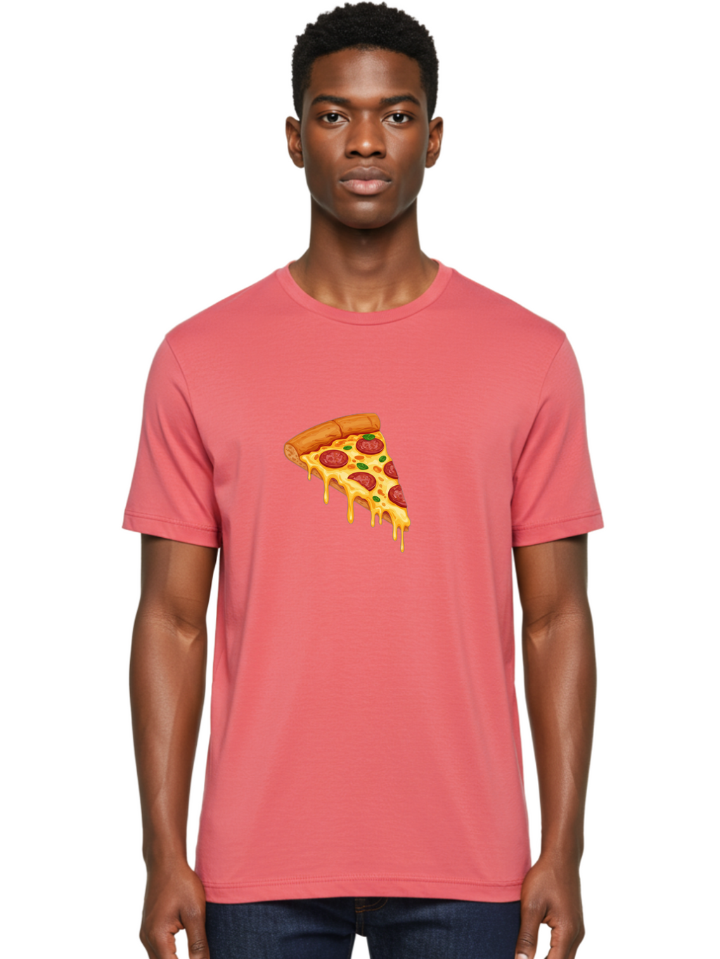 Pepperoni-Pizza-Slice-10 Men'S Graphic Tee, 100% Cotton, Comfortable Casual Summer Wear, Machine Washable, Pepperoni Pizza, Cheesy Goodness, Gooey Cheese, Savory Delight, Italian Cuisine, Melted Mozzarella, Fresh Basil, Spicy Pepperoni, Bac220