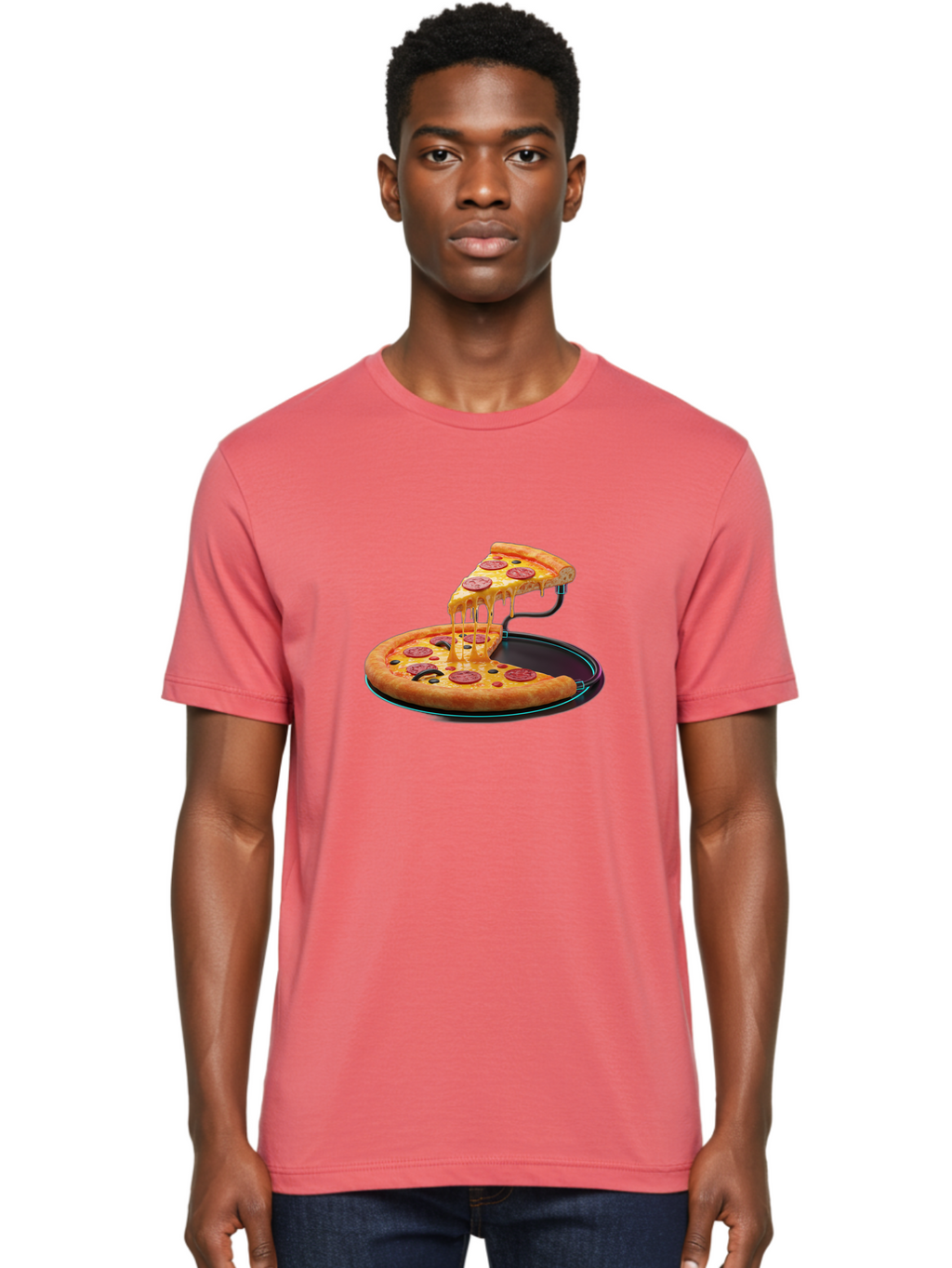 Pepperoni-Pizza-Slice-11 Men'S Graphic Tee, 100% Cotton, Comfortable Casual Summer Wear, Machine Washable, Pepperoni Pizza, Melted Cheese, Pizza Toppings, Savory Delight, Cheesy Goodness, Italian Cuisine, Foodie Favorite, Appetizing Treat, Bac221