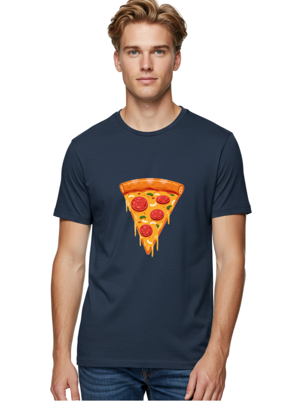 Pepperoni-Pizza-Slice-12 Men'S Graphic Tee, 100% Cotton, Comfortable Casual Summer Wear, Machine Washable, Pepperoni Pizza, Pizza Slice, Cheesy Goodness, Melted Mozzarella, Savory Toppings, Italian Cuisine, Delicious Food, Tasty Treat, Bac222