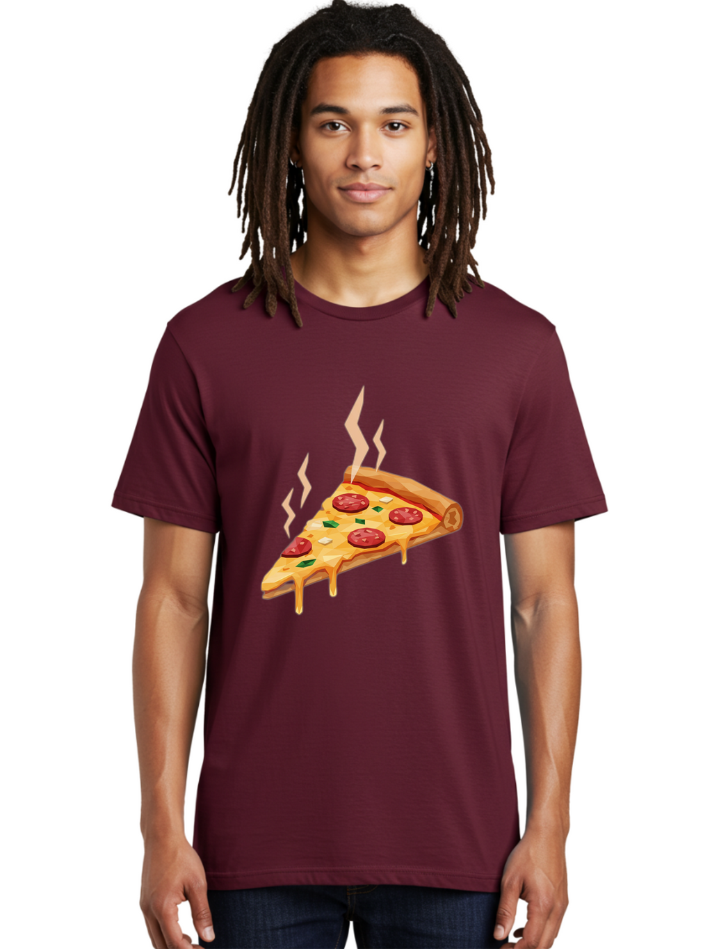 Pepperoni-Pizza-Slice-15 Men'S Graphic Tee, 100% Cotton, Comfortable Casual Summer Wear, Machine Washable, Pepperoni Pizza Slice, Melting Cheese, Green Peppers, Mozzarella, Hot, Fresh, Savory, Italian Cuisine, Melted Mozzarella, Gooey Cheese, Bac225
