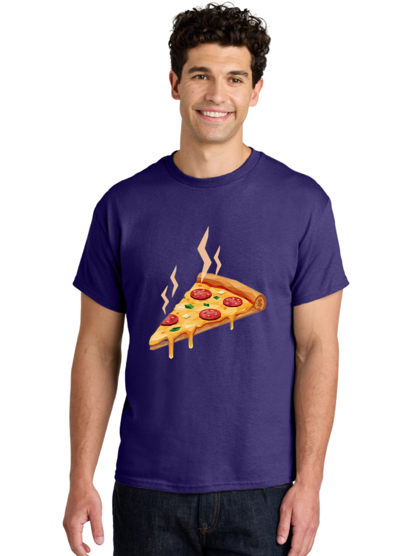 Pepperoni-Pizza-Slice-15 Men'S Graphic Tee, 100% Cotton, Comfortable Casual Summer Wear, Machine Washable, Pepperoni Pizza Slice, Melting Cheese, Green Peppers, Mozzarella, Hot, Fresh, Savory, Italian Cuisine, Melted Mozzarella, Gooey Cheese, Bac225