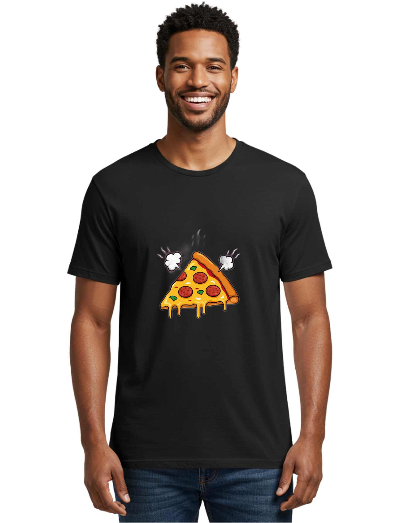 Pepperoni-Pizza-Slice-17 Men'S Graphic Tee, 100% Cotton, Comfortable Casual Summer Wear, Machine Washable, Pepperoni Pizza, Cheesy Goodness, Melted Cheese, Cartoon Food, Animated Pizza, Pizza Slice, Steaming Hot, Foodie Fun, Cartoon Style, Bac227