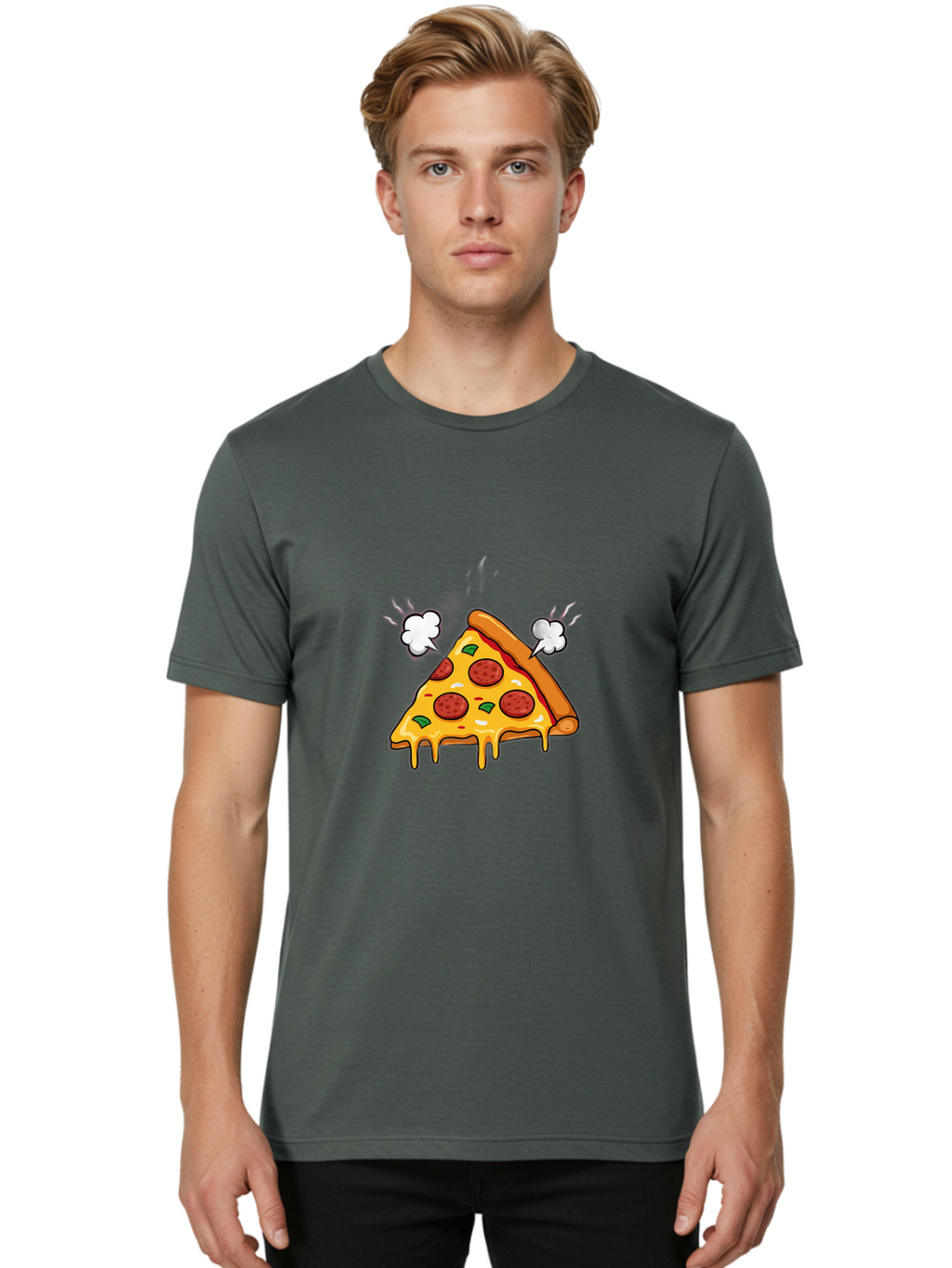 Pepperoni-Pizza-Slice-17 Men'S Graphic Tee, 100% Cotton, Comfortable Casual Summer Wear, Machine Washable, Pepperoni Pizza, Cheesy Goodness, Melted Cheese, Cartoon Food, Animated Pizza, Pizza Slice, Steaming Hot, Foodie Fun, Cartoon Style, Bac227