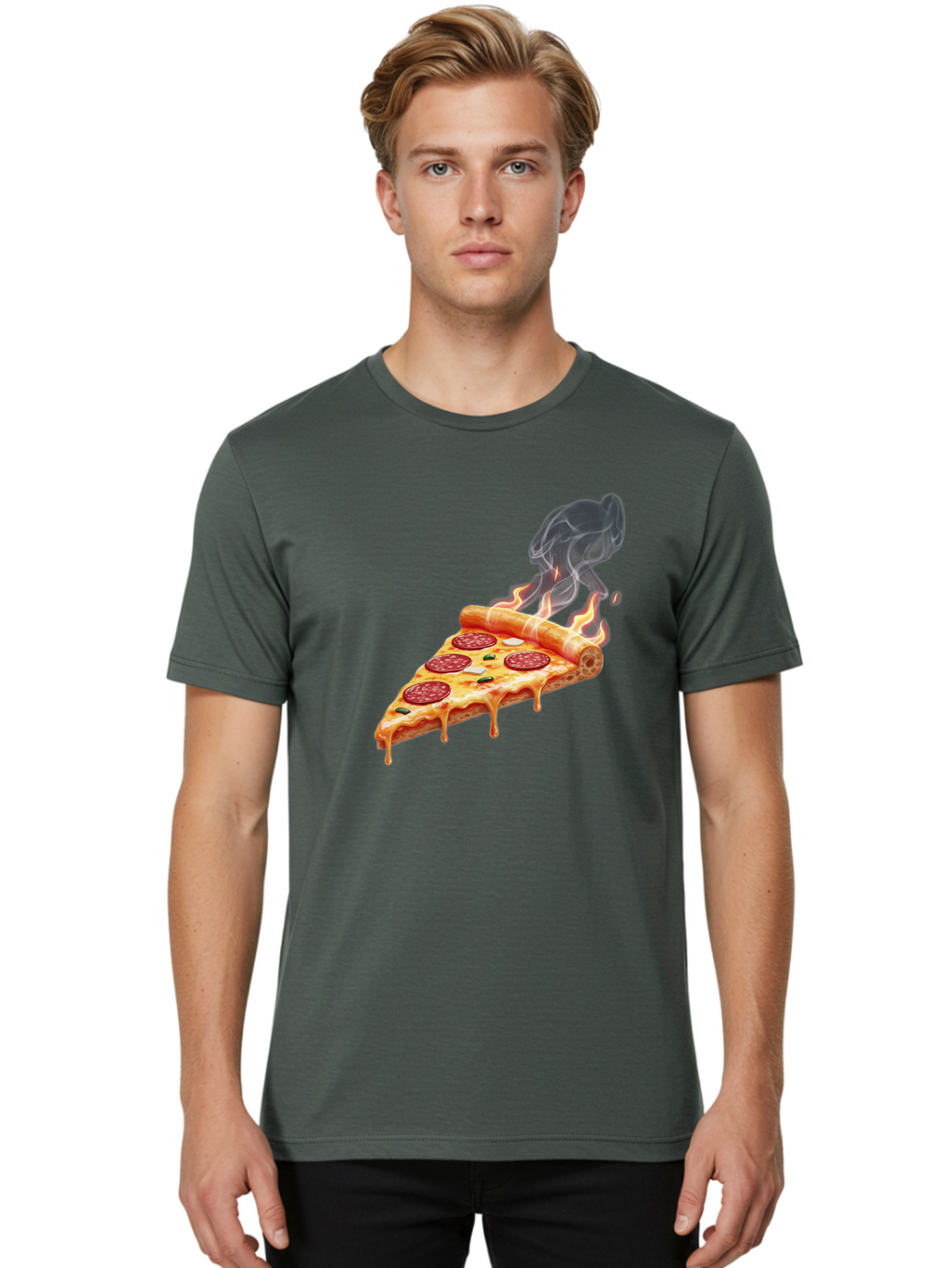 Pepperoni-Pizza-Slice-19 Men'S Graphic Tee, 100% Cotton, Comfortable Casual Summer Wear, Machine Washable, Pepperoni Pizza, Melting Cheese, Fresh Basil, Hot Pizza, Savory Flavors, Italian Cuisine, Pizza Slice, Food Illustration, Pepperoni, Bac229