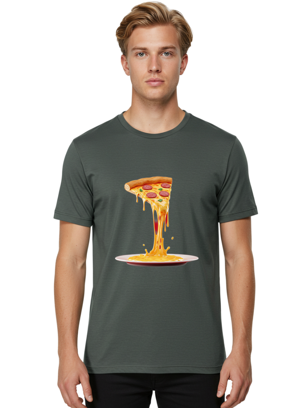 Pepperoni-Pizza-Slice-8 Men'S Graphic Tee, 100% Cotton, Comfortable Casual Summer Wear, Machine Washable, Cheesy Pizza Slice, Pepperoni Pizza, Melted Mozzarella, Cheesy Goodness, Pizza Toppings, Savory Delight, Italian Cuisine, Bac240
