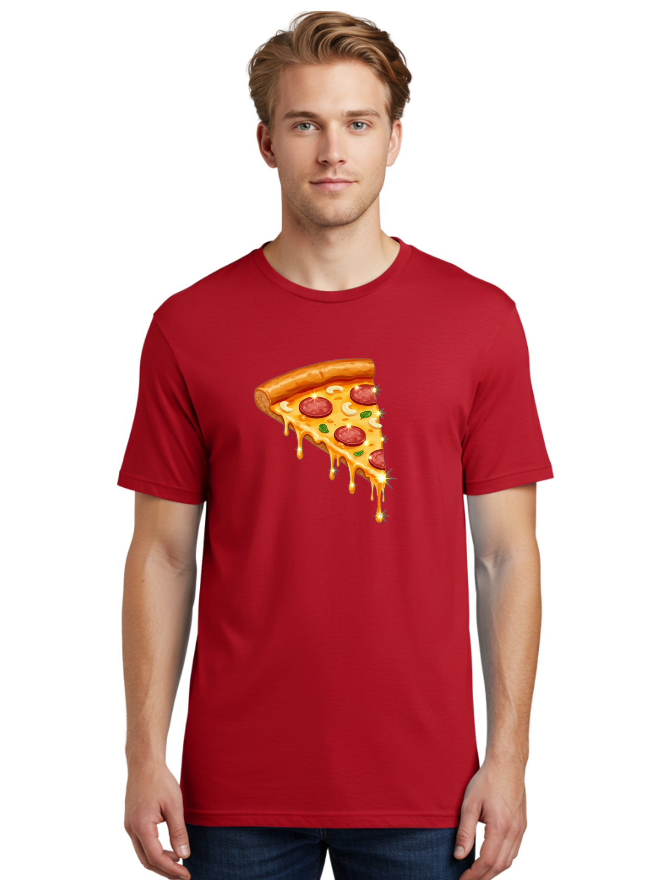 Pepperoni-Pizza-Slice-9 Men'S Graphic Tee, 100% Cotton, Comfortable Casual Summer Wear, Machine Washable, Pepperoni Pizza, Cheesy Goodness, Melted Cheese, Savory Toppings, Italian Cuisine, Pizza Slice, Foodie Delights, Gourmet Pizza Bac241