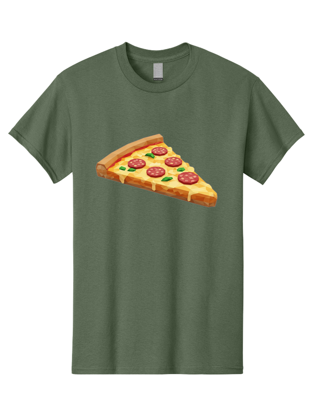 Pepperoni-Pizza-Slice Men'S Graphic Tee, 100% Cotton, Comfortable Casual Summer Wear, Machine Washable, Pepperoni Pizza, Melted Cheese, Green Basil Leaves, Pizza Slice, Cheesy Goodness, Savory Flavors, Food Illustration, Cartoon Style Bac243