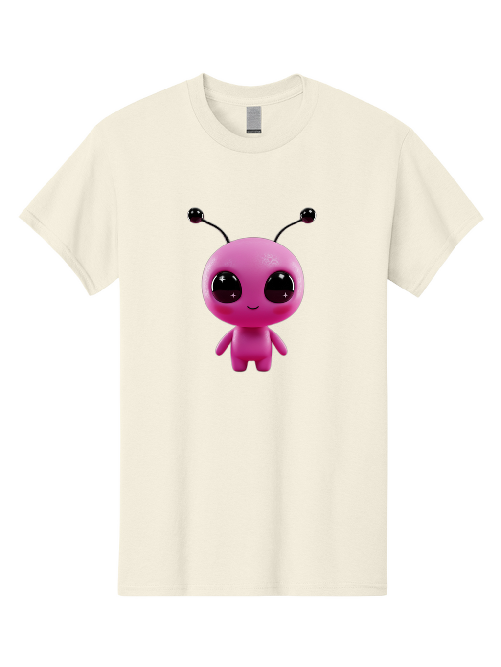 Pink-Alien Men'S Graphic Tee, 100% Cotton, Comfortable Casual Summer Wear, Machine Washable, Pink Alien Character, Cartoon Alien, Alien Figure, Cute Extraterrestrial, Adorable Cartoon Character, 3D Render, Shiny Eyes, Smiling Face, Bac247