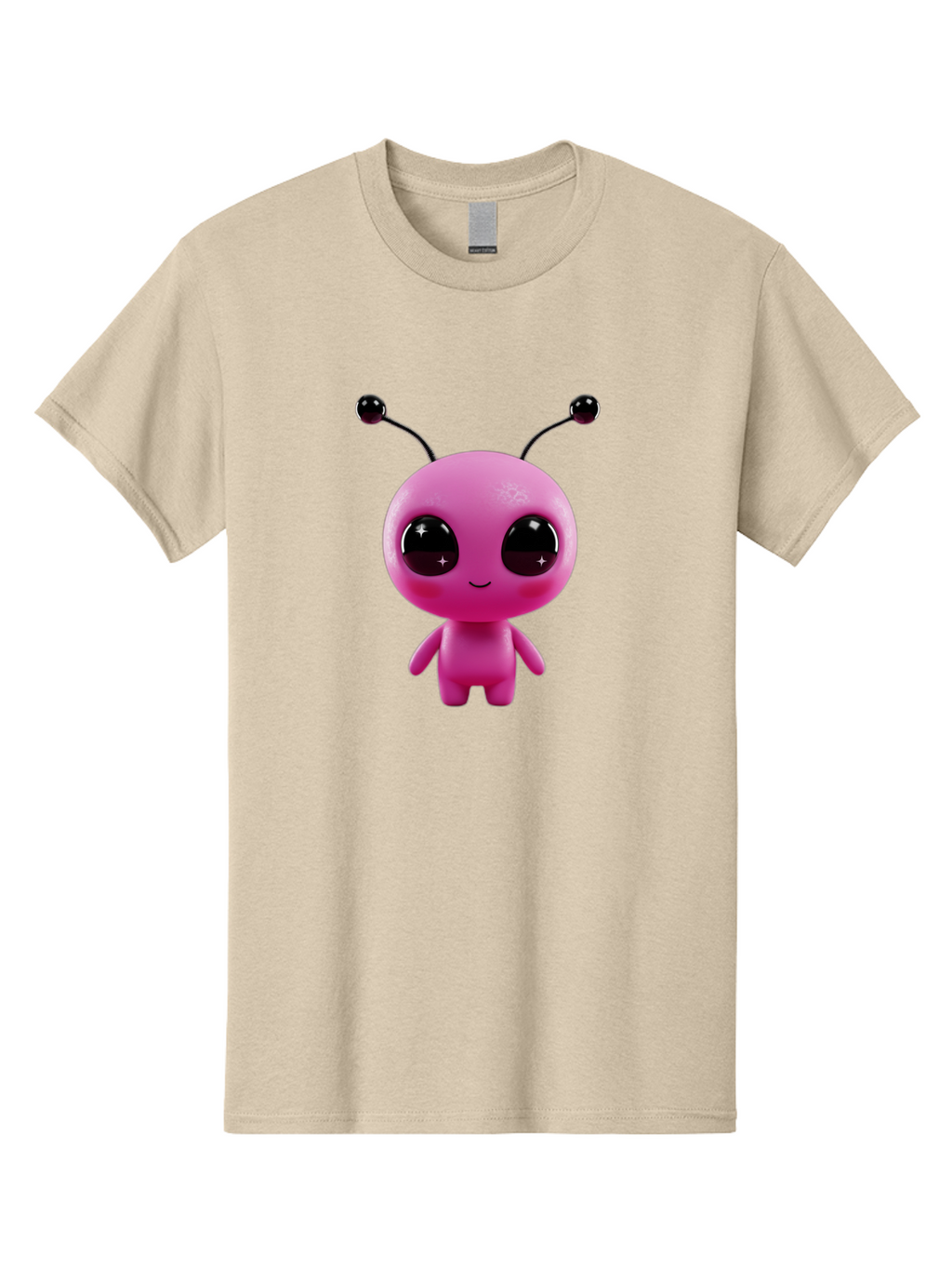 Pink-Alien Men'S Graphic Tee, 100% Cotton, Comfortable Casual Summer Wear, Machine Washable, Pink Alien Character, Cartoon Alien, Alien Figure, Cute Extraterrestrial, Adorable Cartoon Character, 3D Render, Shiny Eyes, Smiling Face, Bac247