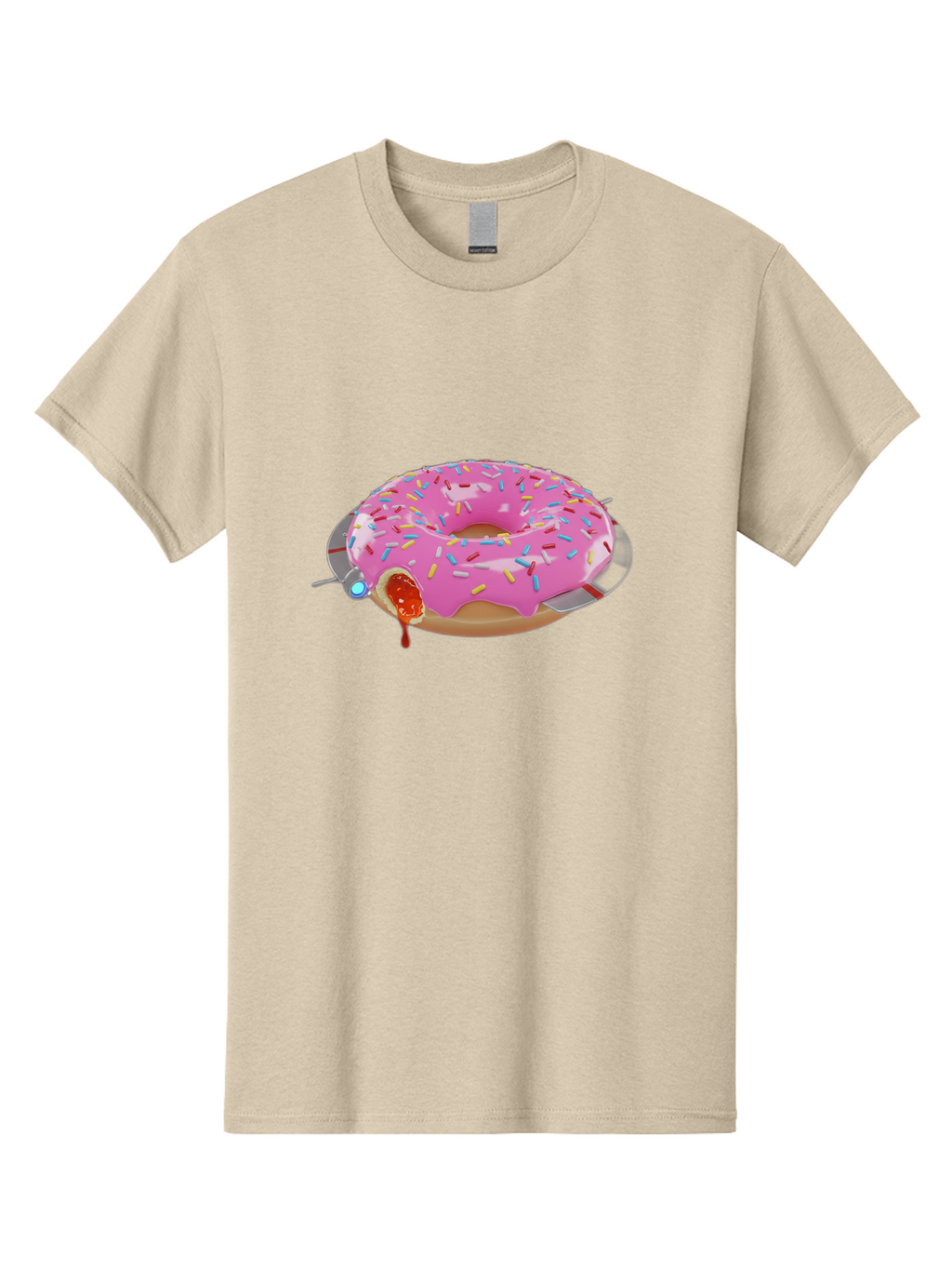 Pink-Frosted-Donut-1 Men'S Graphic Tee, 100% Cotton, Comfortable Casual Summer Wear, Machine Washable, Pink Frosted Donut, Jelly-Filled Donut, Sprinkles On Donut, Sweet Treat, Colorful Dessert, Donut With Jelly Filling, Tasty Pastry, Bac250
