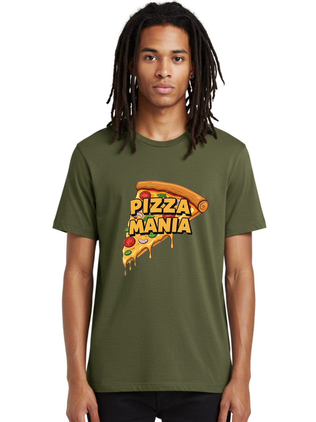 Pizza-Mania Men'S Graphic Tee, 100% Cotton, Comfortable Casual Summer Wear, Machine Washable, Cheesy Pizza Slice, Pizza Toppings, Tomato Sauce, Melted Mozzarella, Pizza Mania, Foodie, Italian Cuisine, Savory Delight, Mouth-Watering Pizza Bac266