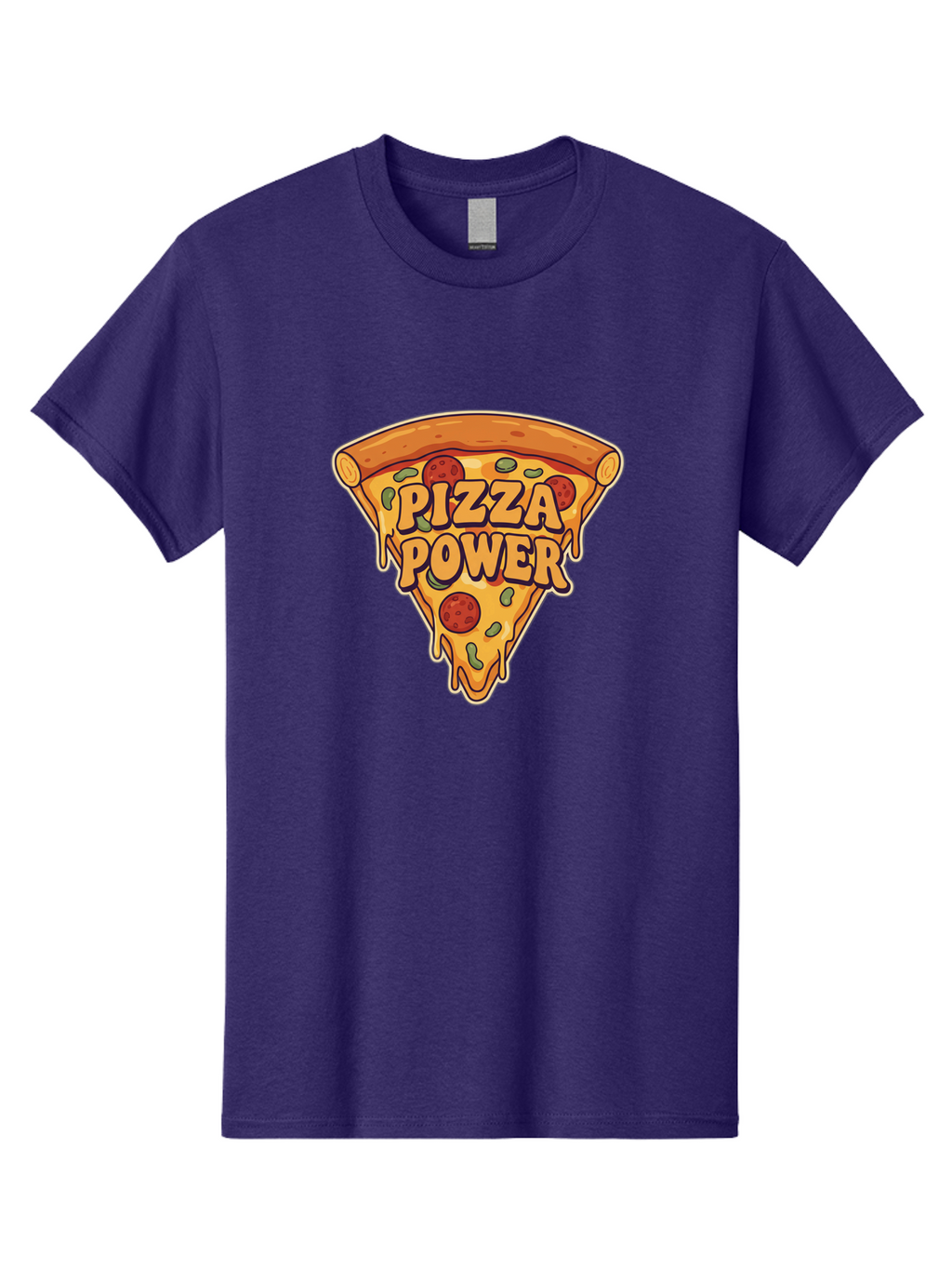Pizza-Power Men'S Graphic Tee, 100% Cotton, Comfortable Casual Summer Wear, Machine Washable, Pizza Slice, Melted Cheese, Pepperoni Pizza, Jalapenos, Cartoon Style, Food Illustration, Melted Mozzarella, Pizza Toppings Bac267