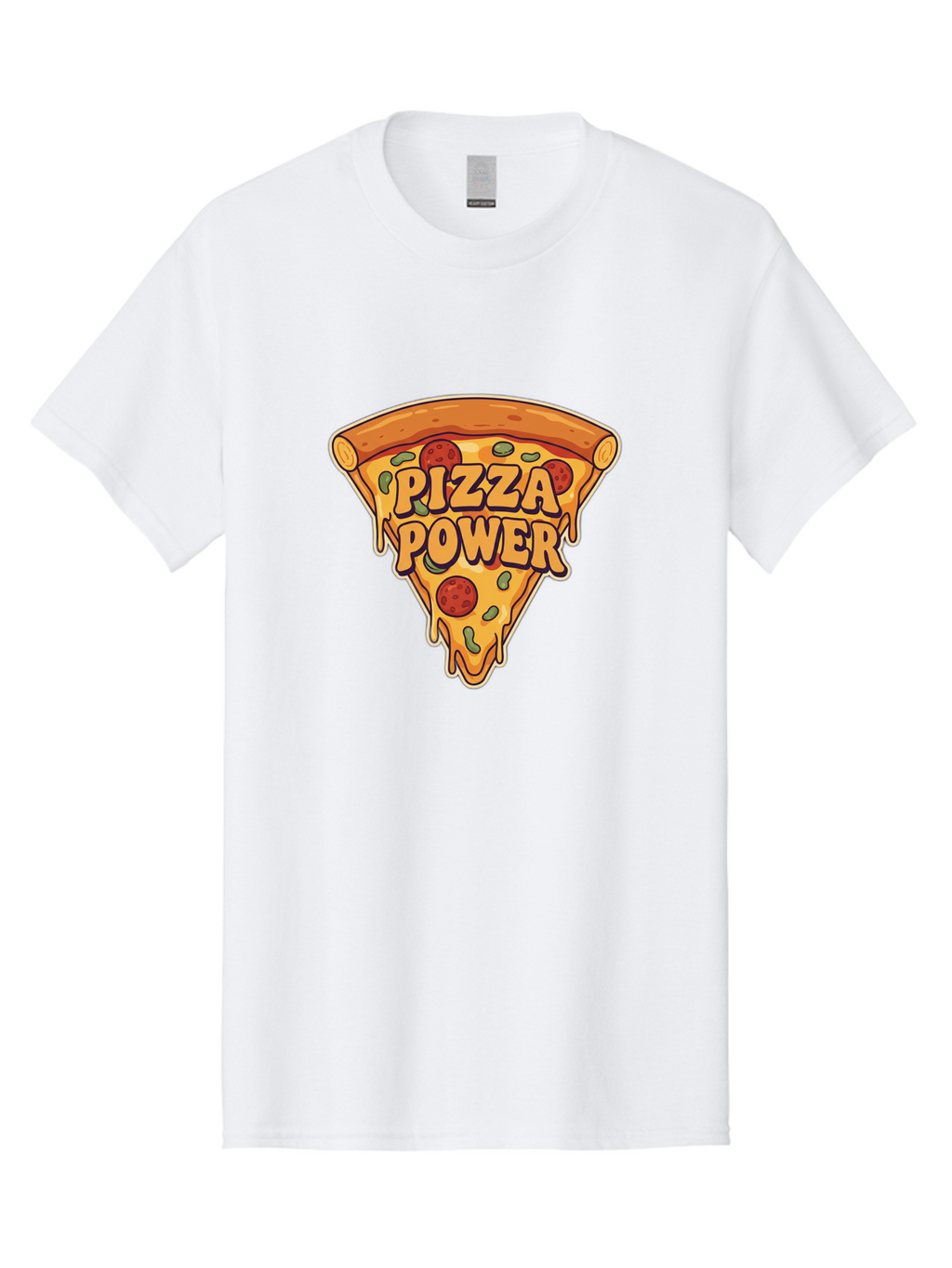 Pizza-Power Men'S Graphic Tee, 100% Cotton, Comfortable Casual Summer Wear, Machine Washable, Pizza Slice, Melted Cheese, Pepperoni Pizza, Jalapenos, Cartoon Style, Food Illustration, Melted Mozzarella, Pizza Toppings Bac267