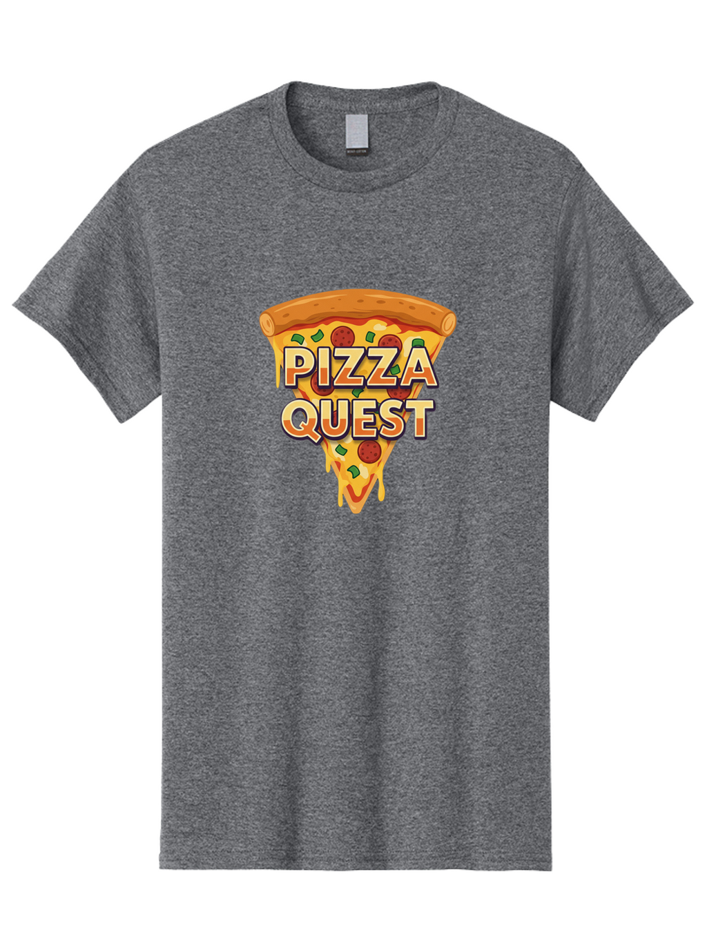 Pizza-Quest Men'S Graphic Tee, 100% Cotton, Comfortable Casual Summer Wear, Machine Washable, Pizza Slice, Melted Cheese, Pepperoni Pizza, Green Peppers, Cartoon Pizza, Food Illustration, Cheesy Goodness, Pizza Lovers, Gaming Logo Bac268