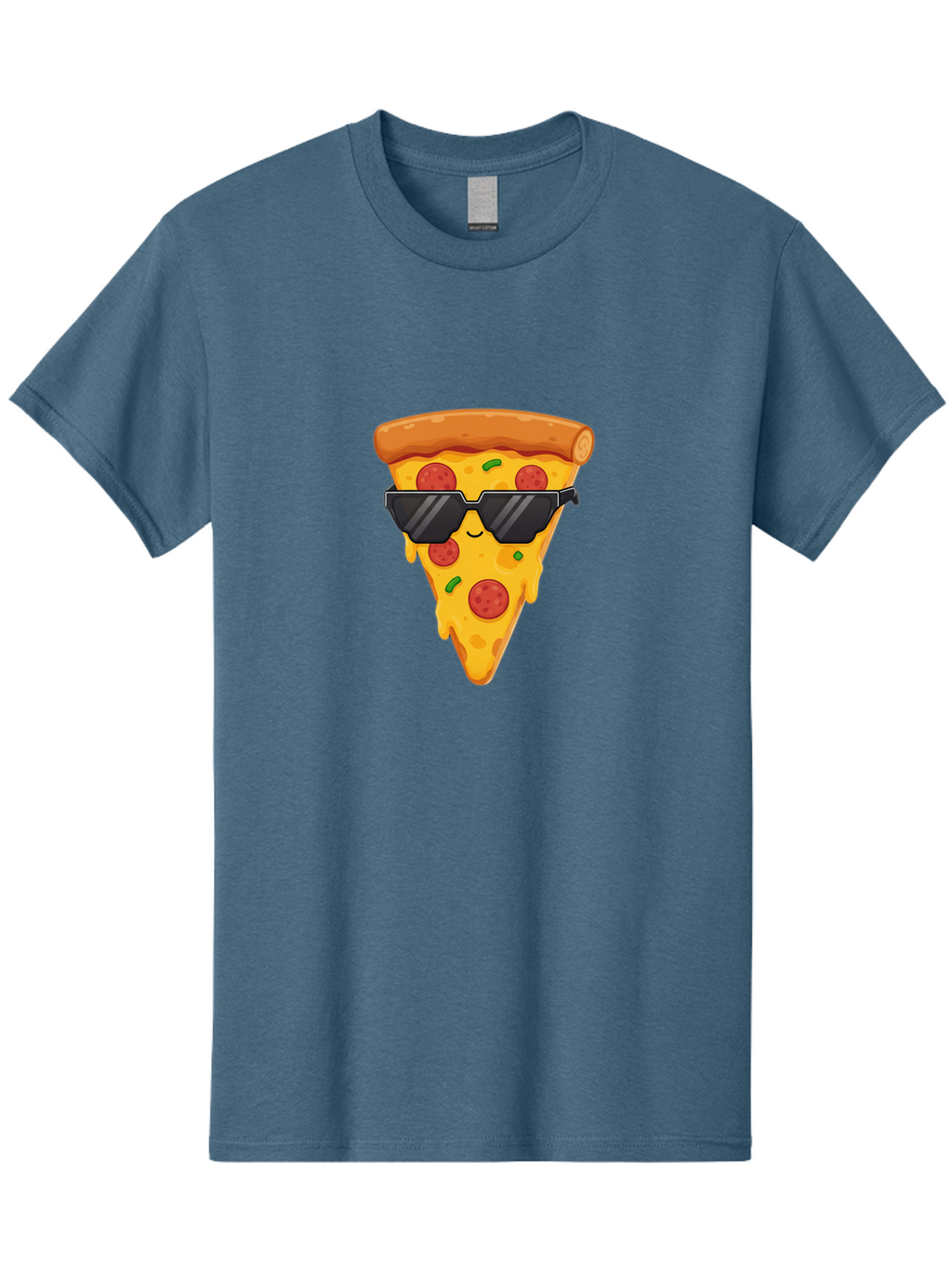 Pizza-Slice-12 Men'S Graphic Tee, 100% Cotton, Comfortable Casual Summer Wear, Machine Washable, Funny Pizza Slice, Cartoon Character, Sunglasses, Pepperoni Pizza, Melting Cheese, Casual Style, Laid-Back Vibe, Food Illustration, Quirky Design, Bac272