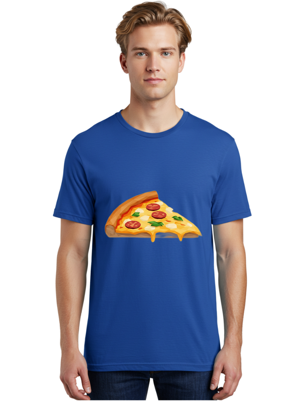 Pizza-Slice-16 Men'S Graphic Tee, 100% Cotton, Comfortable Casual Summer Wear, Machine Washable, Cheesy Pizza Slice, Melted Mozzarella Cheese, Pepperoni Toppings, Fresh Basil Leaves, Gooey Cheese Strings, Italian Cuisine, Savory Delight, Bac276