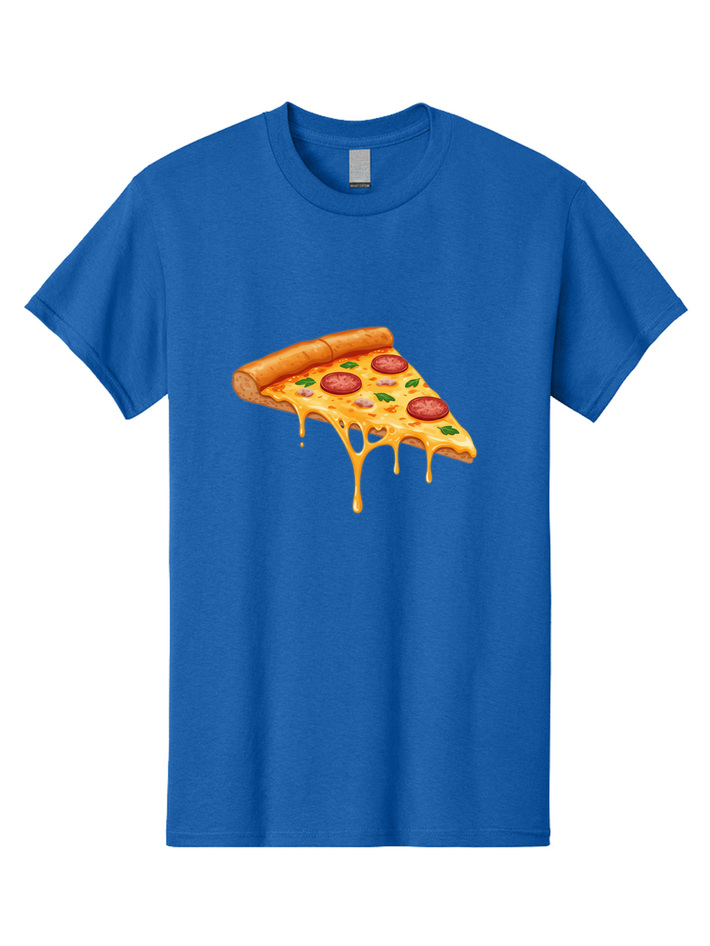 Pizza-Slice-19 Men'S Graphic Tee, 100% Cotton, Comfortable Casual Summer Wear, Machine Washable, Pepperoni Pizza Slice, Melted Cheese, Gooey Cheese, Pepperoni, Basil, Italian Food, Pizza Lover, Cheesy Goodness, Savory Delight, Foodie, Bac279