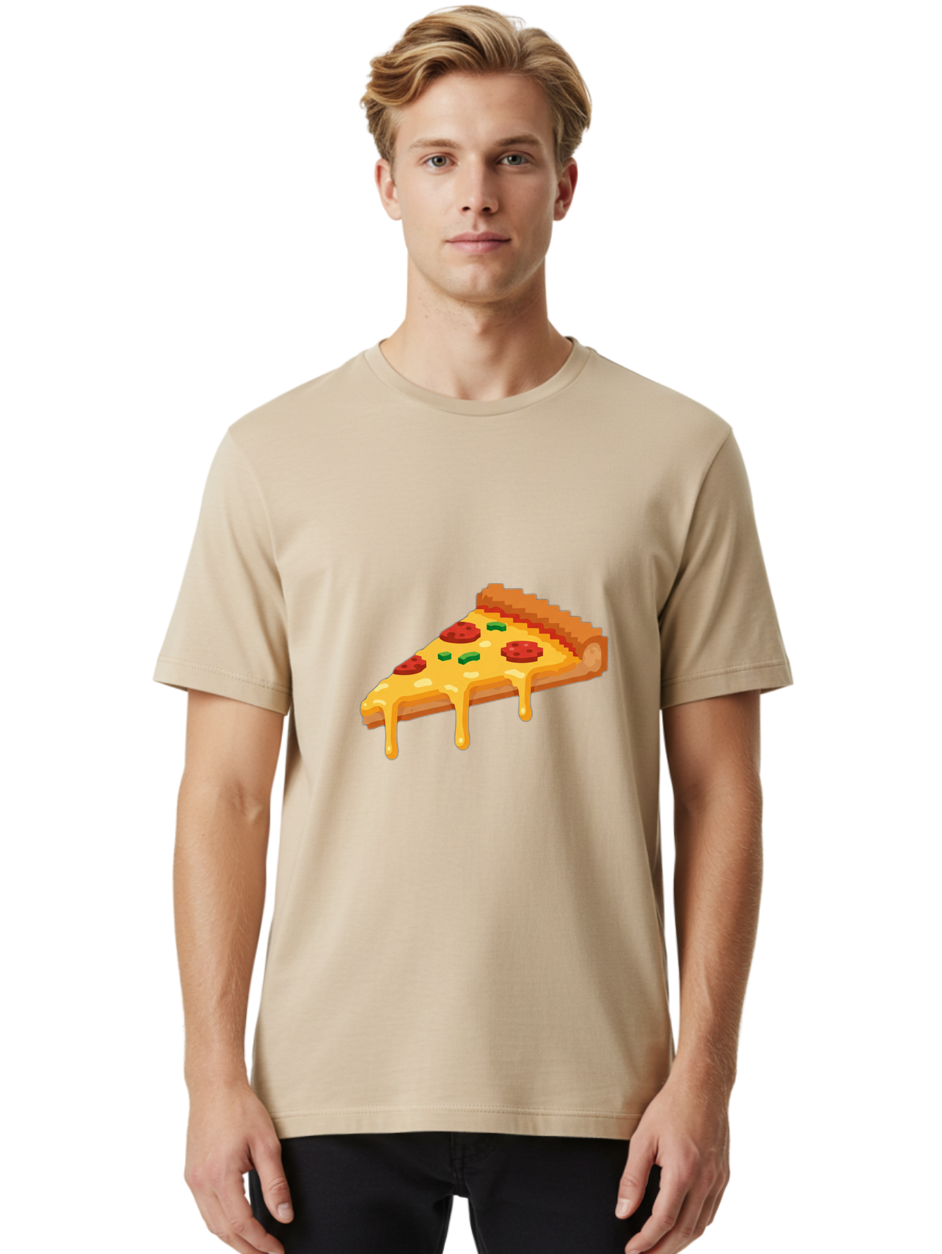 Pizza-Slice-20 Men'S Graphic Tee, 100% Cotton, Comfortable Casual Summer Wear, Machine Washable, Cheesy Pizza, Pepperoni Pizza, Pizza Topping, Melted Cheese, Food Illustration, Cartoon Food, Italian Cuisine, Pizza Slice, Savory Treat, Bac281