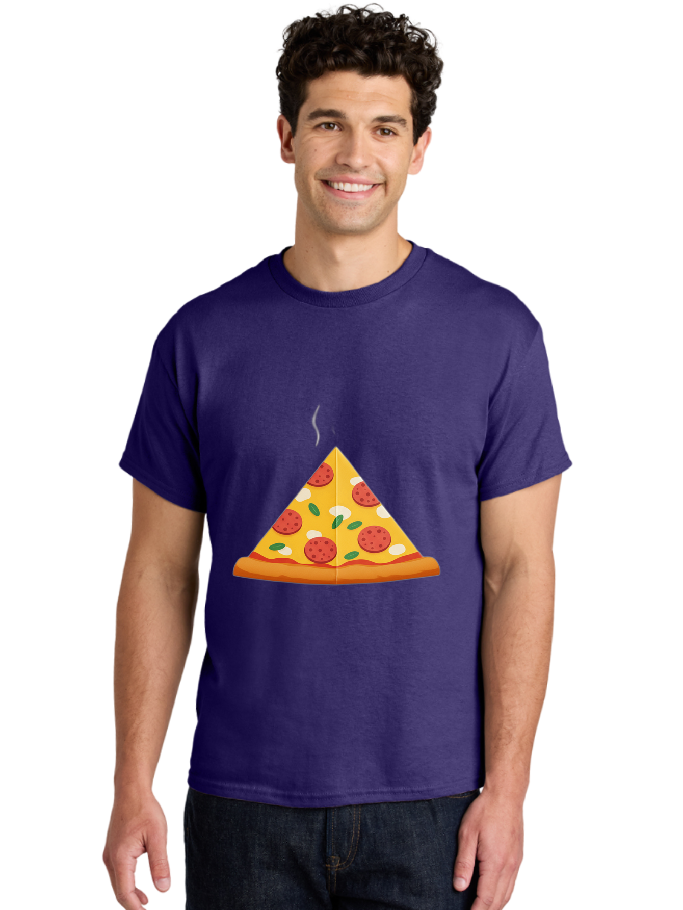 Pizza-Slice-27 Men'S Graphic Tee, 100% Cotton, Comfortable Casual Summer Wear, Machine Washable, Pepperoni Pizza Slice, Hot Pizza, Pepperoni, Mozzarella Cheese, Green Olives, Baked Pizza, Italian Food, Savory Treat, Cheesy Goodness, Bac288