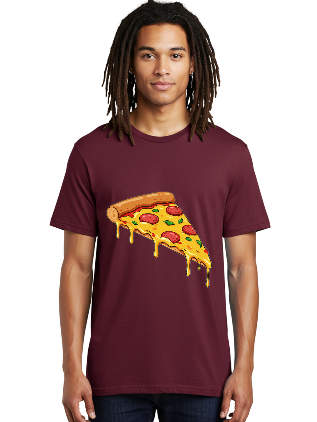 Pizza-Slice-29 Men'S Graphic Tee, 100% Cotton, Comfortable Casual Summer Wear, Machine Washable, Pepperoni Pizza, Cheesy Goodness, Melted Cheese, Italian Food, Pizza Slice, Savory Toppings, Delicious Pizza, Cheesy Delight Bac290