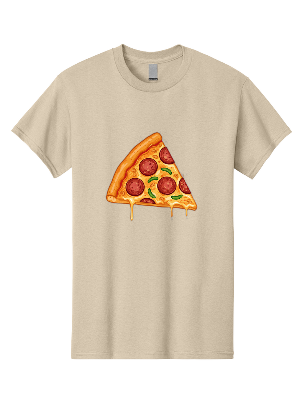 Pizza-Slice-32 Men'S Graphic Tee, 100% Cotton, Comfortable Casual Summer Wear, Machine Washable, Pepperoni Pizza Slice, Cheesy Goodness, Melted Cheese, Pepperoni Toppings, Jalapeno Slices, Italian Cuisine, Delicious Food, Savory Flavors, Bac294