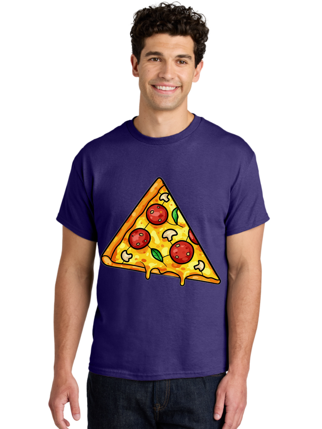 Pizza-Slice-34 Men'S Graphic Tee, 100% Cotton, Comfortable Casual Summer Wear, Machine Washable, Tasty Pizza, Melted Cheese, Pepperoni Pizza, Mushrooms, Basil, Cheesy Goodness, Savory Delight, Italian Cuisine, Foodie Favorite, Pizza Love Bac296