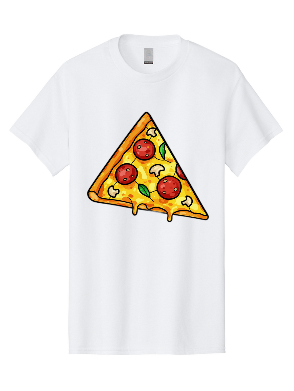 Pizza-Slice-34 Men'S Graphic Tee, 100% Cotton, Comfortable Casual Summer Wear, Machine Washable, Tasty Pizza, Melted Cheese, Pepperoni Pizza, Mushrooms, Basil, Cheesy Goodness, Savory Delight, Italian Cuisine, Foodie Favorite, Pizza Love Bac296