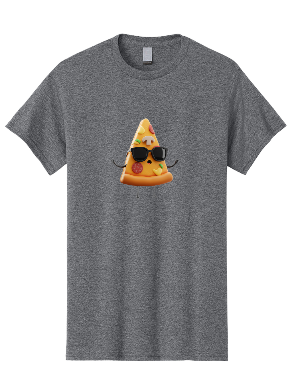 Pizza-Slice-8 Men'S Graphic Tee, 100% Cotton, Comfortable Casual Summer Wear, Machine Washable, Cool Pizza Slice, Cartoon Character, Sunglasses, Pepperoni, Mushrooms, Cheese, Fun, Quirky, Playful, Funny Character, 3D Illustration, Food Mascot, Bac302