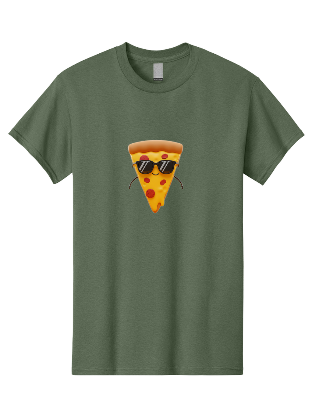 Pizza-Slice-9 Men'S Graphic Tee, 100% Cotton, Comfortable Casual Summer Wear, Machine Washable, Pizza Slice With Sunglasses, Cartoon Character, Funny Food, Pepperoni Pizza, Smiling Face, Cool Accessories, Tasty Treat, Animated Illustration Bac303