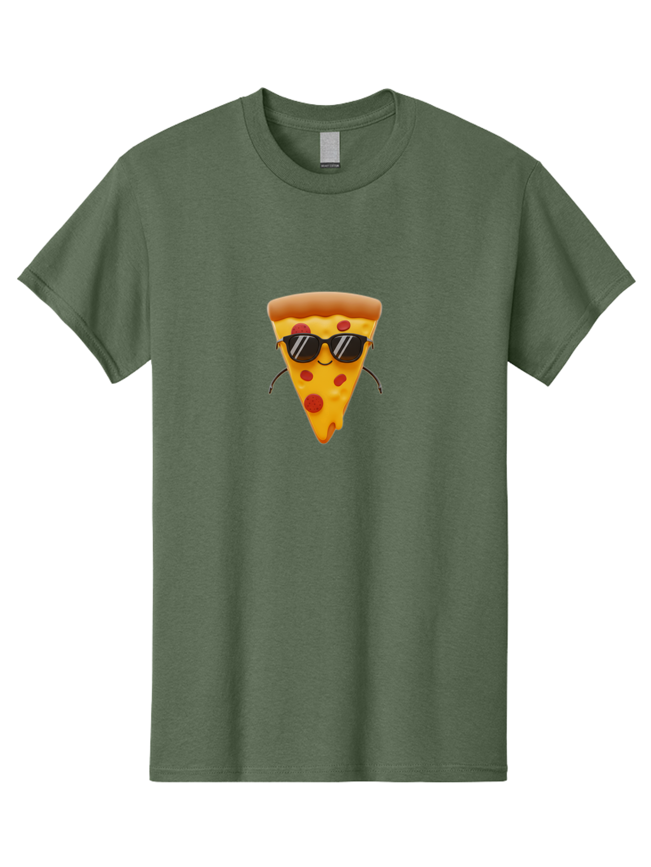 Pizza-Slice-9 Men'S Graphic Tee, 100% Cotton, Comfortable Casual Summer Wear, Machine Washable, Pizza Slice With Sunglasses, Cartoon Character, Funny Food, Pepperoni Pizza, Smiling Face, Cool Accessories, Tasty Treat, Animated Illustration Bac303