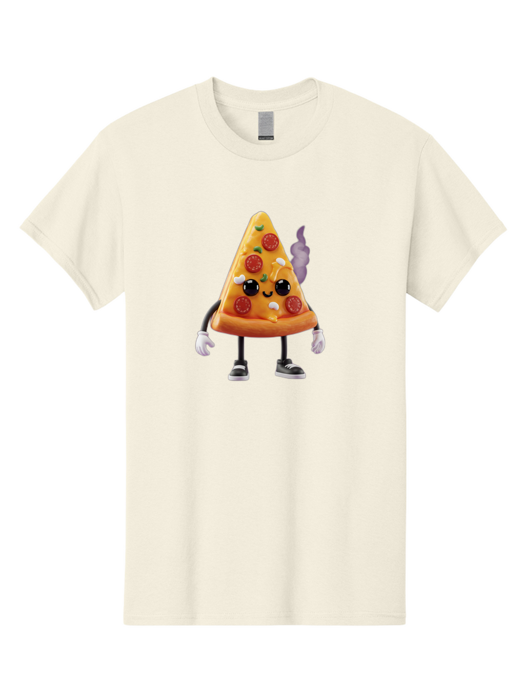 Pizza-Slice-Character-1 Men'S Graphic Tee, 100% Cotton, Comfortable Casual Summer Wear, Machine Washable, Cartoon Pizza Slice, Animated Character, Pepperoni Pizza, Cartoon Food, Funny Character, Pizza Illustration, Smiling Pizza, Bac304