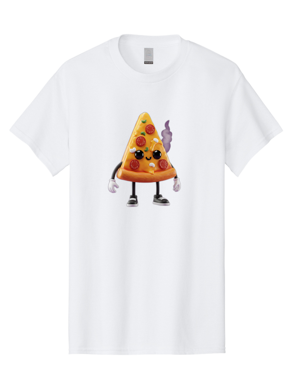 Pizza-Slice-Character-1 Men'S Graphic Tee, 100% Cotton, Comfortable Casual Summer Wear, Machine Washable, Cartoon Pizza Slice, Animated Character, Pepperoni Pizza, Cartoon Food, Funny Character, Pizza Illustration, Smiling Pizza, Bac304
