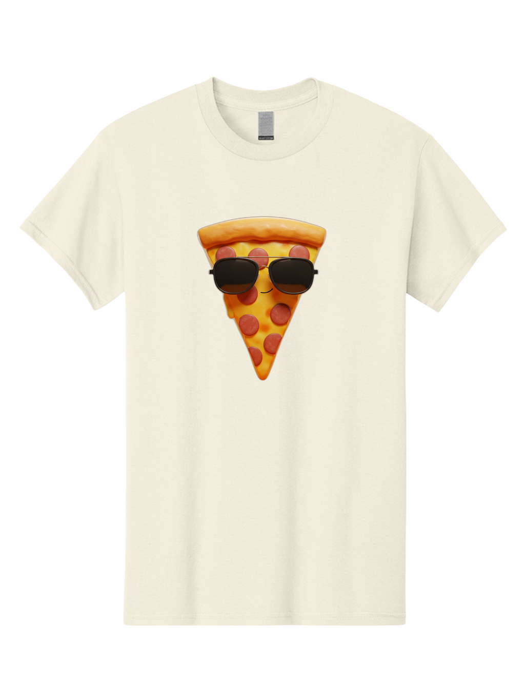 Pizza-Slice-With-Sunglasses-1 Men'S Graphic Tee, 100% Cotton, Comfortable Casual Summer Wear, Machine Washable, Pepperoni Pizza Slice, Cool Pizza, Sunglasses, Smiley Face, Cartoon Character, Funny Food, Playful Illustration, Casual Dining, Bac312